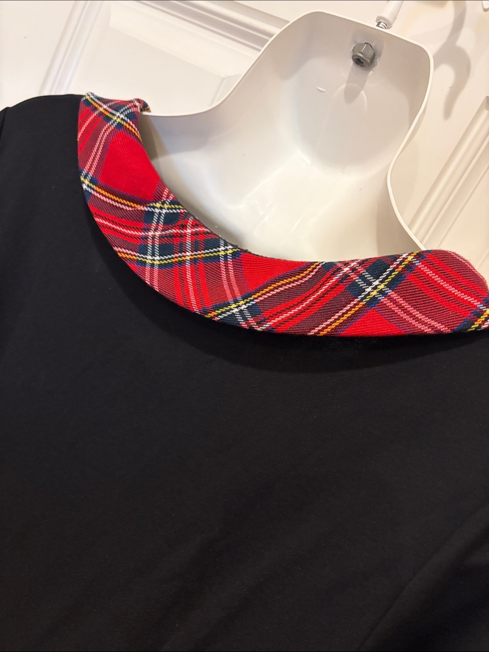 Sailor Sailor Black Shift Dress with Red Plaid Collar S - Picture 5 of 7